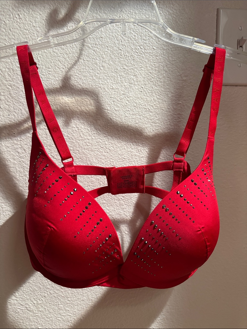 Savage X Fenty Red Embellished Push-Up Bra Wire, Pads, 36 DDD